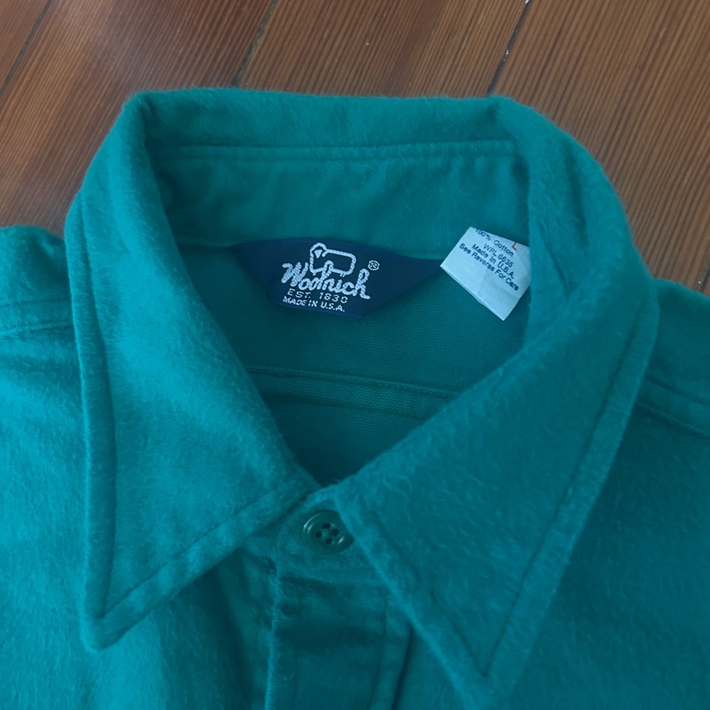 Woolrich Men's Long Sleeve Shirt - Teal/Green Great Warm Classic Chamois